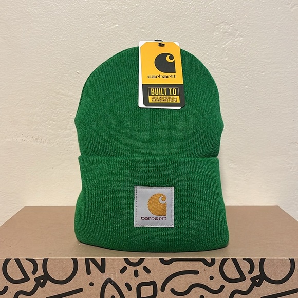 Carhartt Knit Cuffed Beanie Green Carhartt Beanie Patch NWT A18 GD8 - Picture 7 of 7